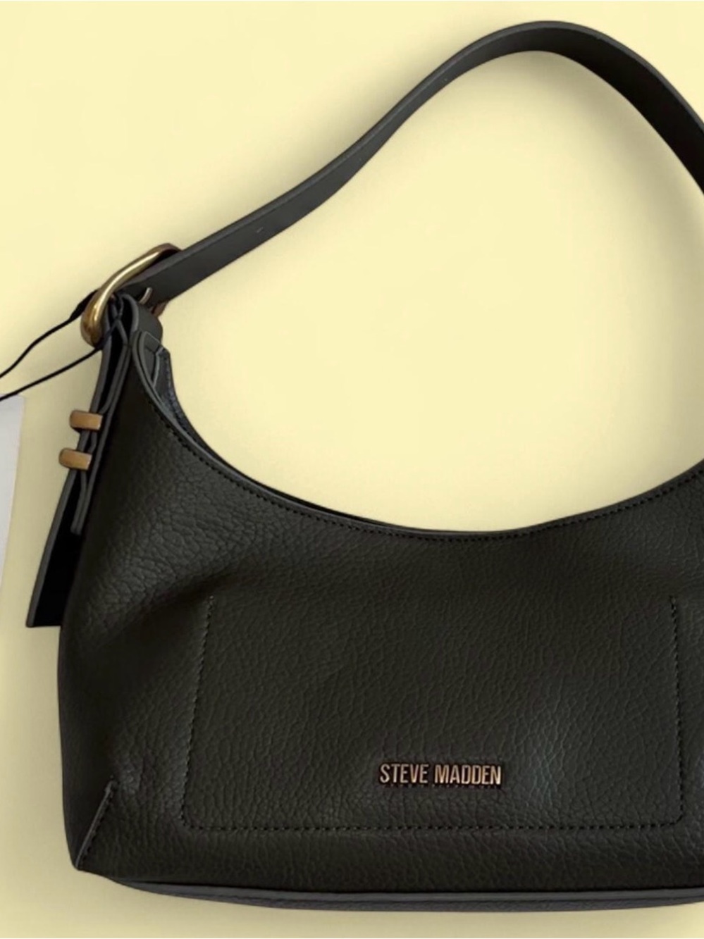 Steve Madden Olive Green Pebbled Leather Hobo with Gold Logo